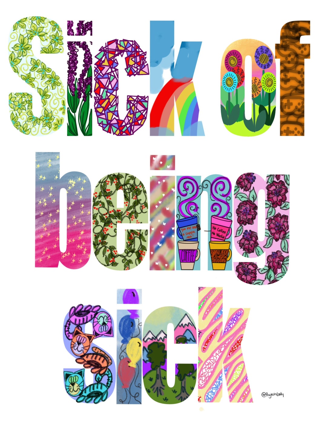 Get Well Card, Funny Sympathy Card, Sick of Being Sick Art Card ...