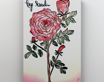 Hey bud! Funny rose thinking of you postcard, floral postcard set, floral funny card bundle, modern art print