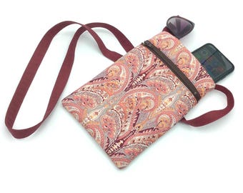 Handmade Cotton Crossbody Bag, Multi-Pocket Phone Pouch