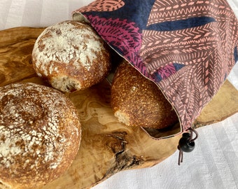Sac à pain doublé lin naturel, sac réutilisable pour le stockage du pain fait maison, sac à pain en lin, sac à cordon, fait en Suisse