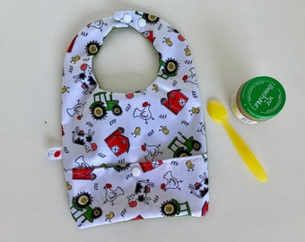 Baby bib, baby shower gift, bib for starting solid, waterproof pocket bib, baby gift, Suisse made