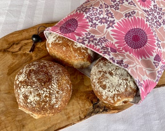 Natural linen bread bag, bread bag, reusable bag for storing homemade bread, linen bread bag, drawstring bag, Swiss made