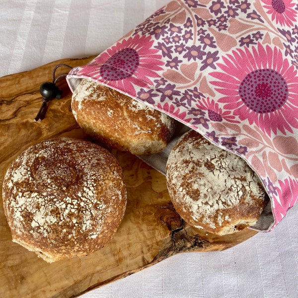 Natural linen bread bag, bread bag, reusable bag for storing homemade bread, linen bread bag, drawstring bag, Swiss made