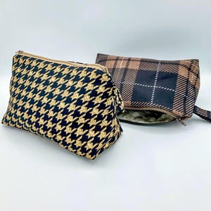 Toilettas, vintage, make-uptas, make-uptas, reistas, plaid, organizerzakje met ritssluiting, Swiss made