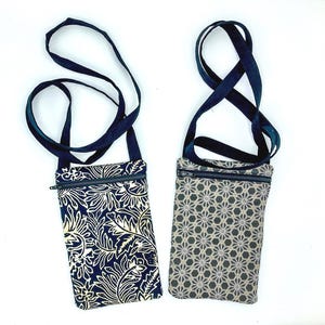 Fabric Cell Phone Pouch, Small Evening Bag, Hands-Free shoulder purse, crossbody phone holder