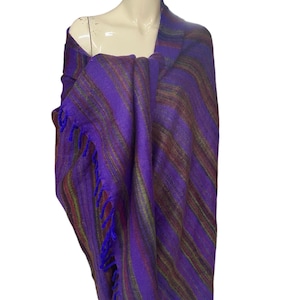 Purple colour shawl unisex wool blanket Yak wool Scarf with stunning  floral design Tibetan shawl yoga blanket Xmas gift