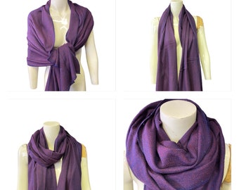 Écharpe violette à losanges, cadeau pashmina de haute qualité unisexe / châle super doux