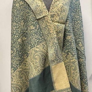 Yak wool shawl blanket soft blue colour scarf wrap unisex gift winter woollen  movie blanket double-sided Tibetan shawls meditation blanket