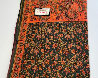 Bufanda naranja de lana de yak, chal verde, bufanda unisex de invierno, manta gruesa, manta de doble cara