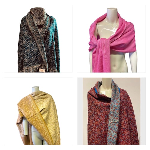 Sciarpa ~ ETNO PETROLIO ~ Grande Coperta Scialle In Cui Avvolgersi ~ Moda Tribale ~ Sciarpa Di Yak ~ Sciarpa Avvolgente ~ Sciarpa Di Lana Boema - Foto 8