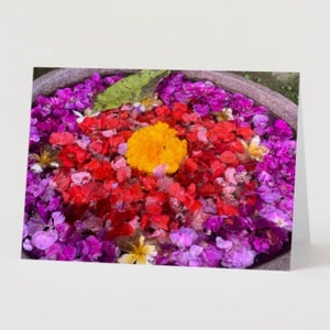 Biglietto d'auguri piegato DOWNLOAD DIGITALE “Disposizione dello stagno dei fiori di Bali” Stampa del sud-est asiatico di Megan Virona Photography