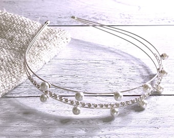 PEARLfect Headband | Pearl Crown Headband | Mother of Pearl Headband | Pearl Tiara | Pearl Rhinestone Headband | Wedding Headband | Bridal