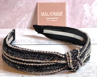 Bejeweled Black Diamond Headband | Rhinestone Headband | Runway Jewel Headband | Grace Kelly Headband | European Black Hairband | Crystal
