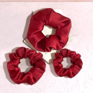 Rouge 100% SILK Scrunchie | Multiple Sized Scrunchie | Mulberry Silk Scrunchies | Fun Red Scrunchie | Small Scrunchie | Soft Silk Hair Tie