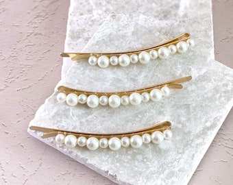 Trendy Pearl Bobby-pin | Dainty Pearl Hair Clips | Small Pearl Hair Clip | Runway Alloy Clips | Elegant Hair Clips | Pearl White Hair Clips