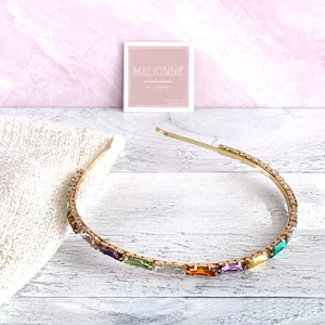 Vibrant Rhinestone Headband | Colorful Bejeweled Headband | Romantic Bridesmaid Headband | Dream Wedding Headband | Rainbow Bridal Headpiece