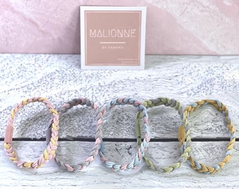 Braided Skinny Festival Hair Tie Set | Braided Hair Ties | Braided Hair Elastic | Colorful Braided Hair Tie Bracelets | Friendship Hair Ties