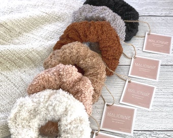 Woven Neutral Scrunchie Set | Knit Wool Scrunchies | Cozy Scrunchie | Cable Knit Scrunchy | Earth-Toned Sherpa Scrunchie | Fluffy Scrunchies