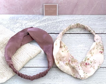 100% Silk Bloom Headband Set | Mulberry Silk Headwrap | Elegant Floral Headband | Boho Thin Headband | Pure Silk Headwrap | Gift for Her
