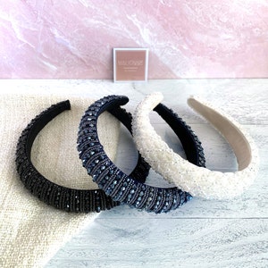 Clara Headband | All That Glitters Headband Set | Sewn Bead Headband | Padded Headband | White Headband | Bridal Headband | Winter Headbands