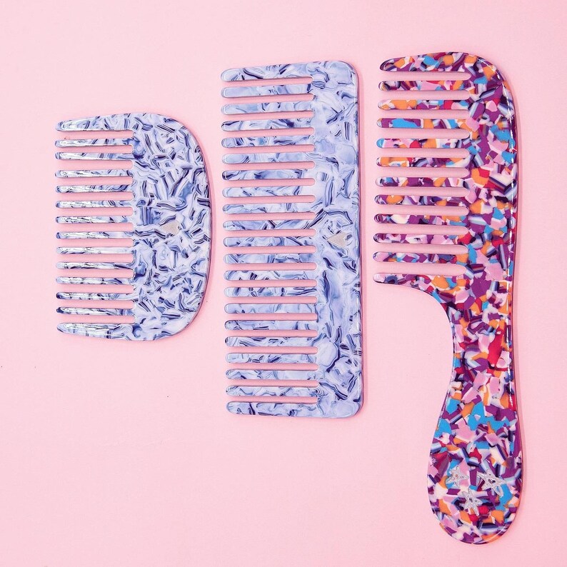 Ciel & Amélie Comb Set Porcelain Blue Comb Rainbow Comb Acetate Comb Resin Comb Marble Comb Travel Combs Colorful Women Gift image 8
