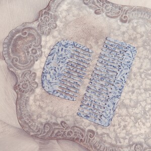 Ciel & Amélie Comb Set Porcelain Blue Comb Rainbow Comb Acetate Comb Resin Comb Marble Comb Travel Combs Colorful Women Gift image 4