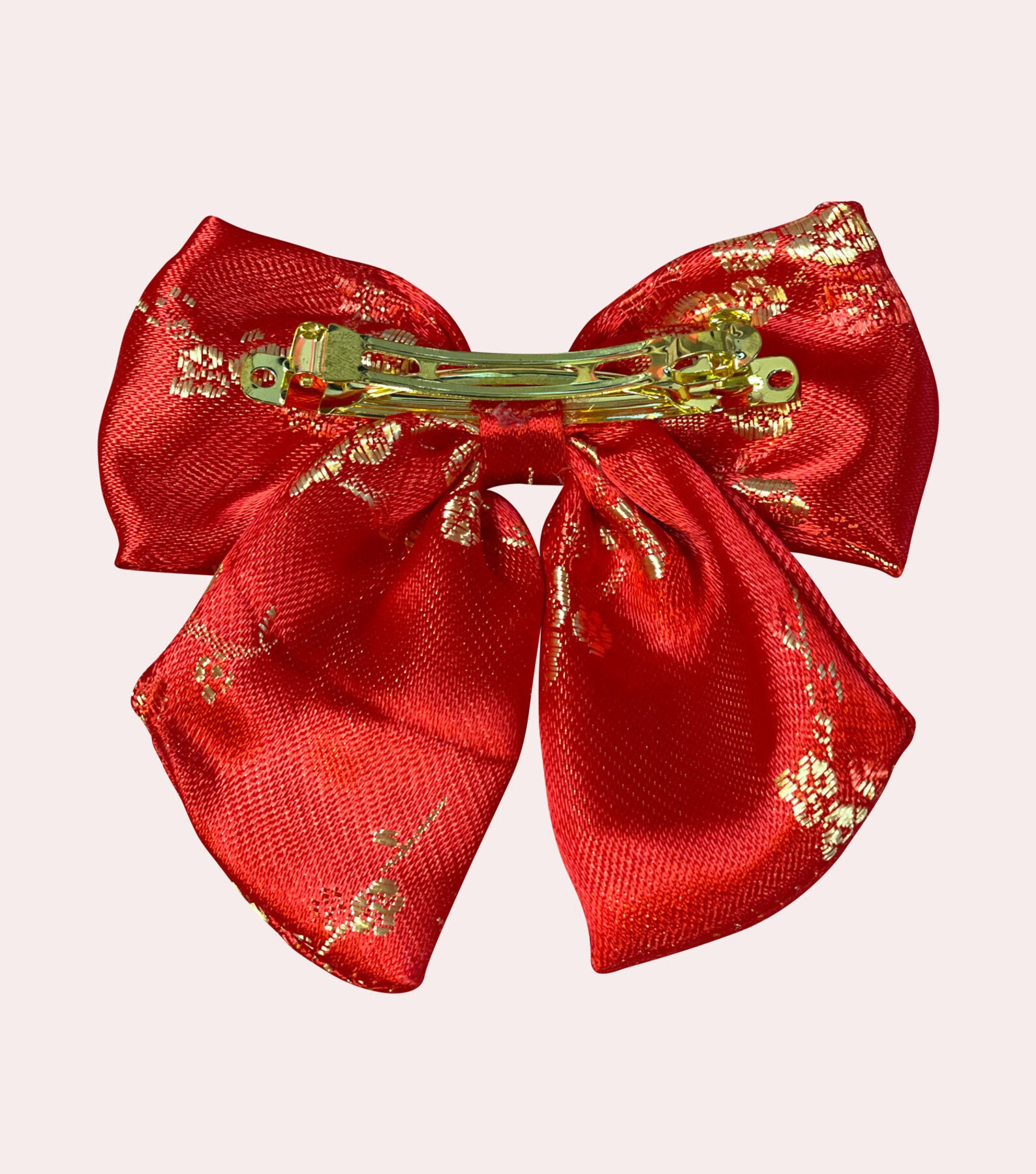 Chinese Brocade Bow Lunar Barrette Asian Hair Bow Lunar Etsy