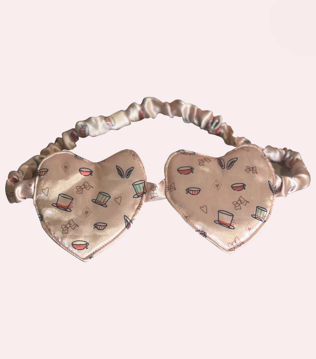 Wonderland Heart Eye Mask Alice Eye Mask Pink Satin Eye Etsy