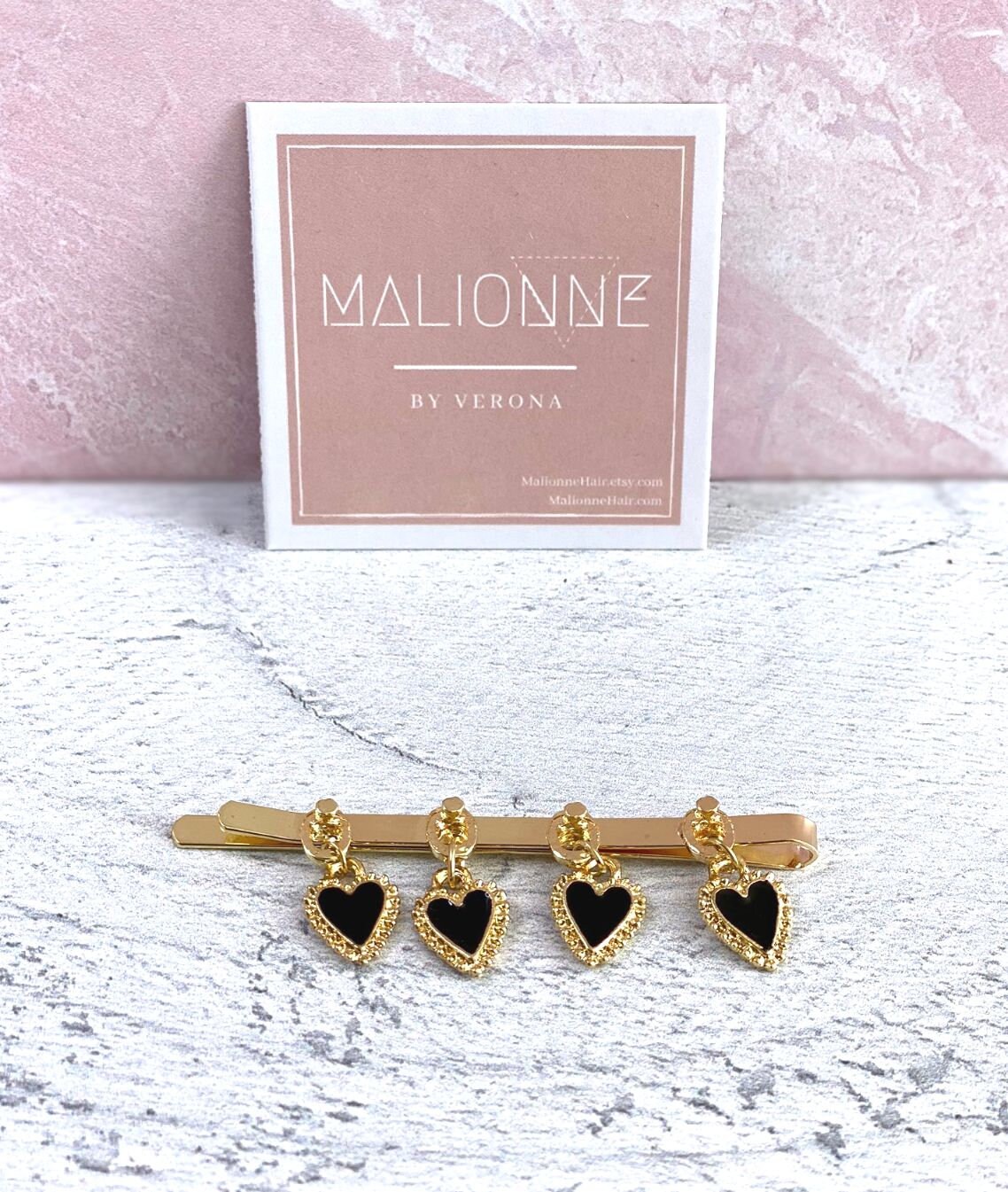 Dangling Heart Hair Clip Set Black Heart Hair Clip Red Etsy