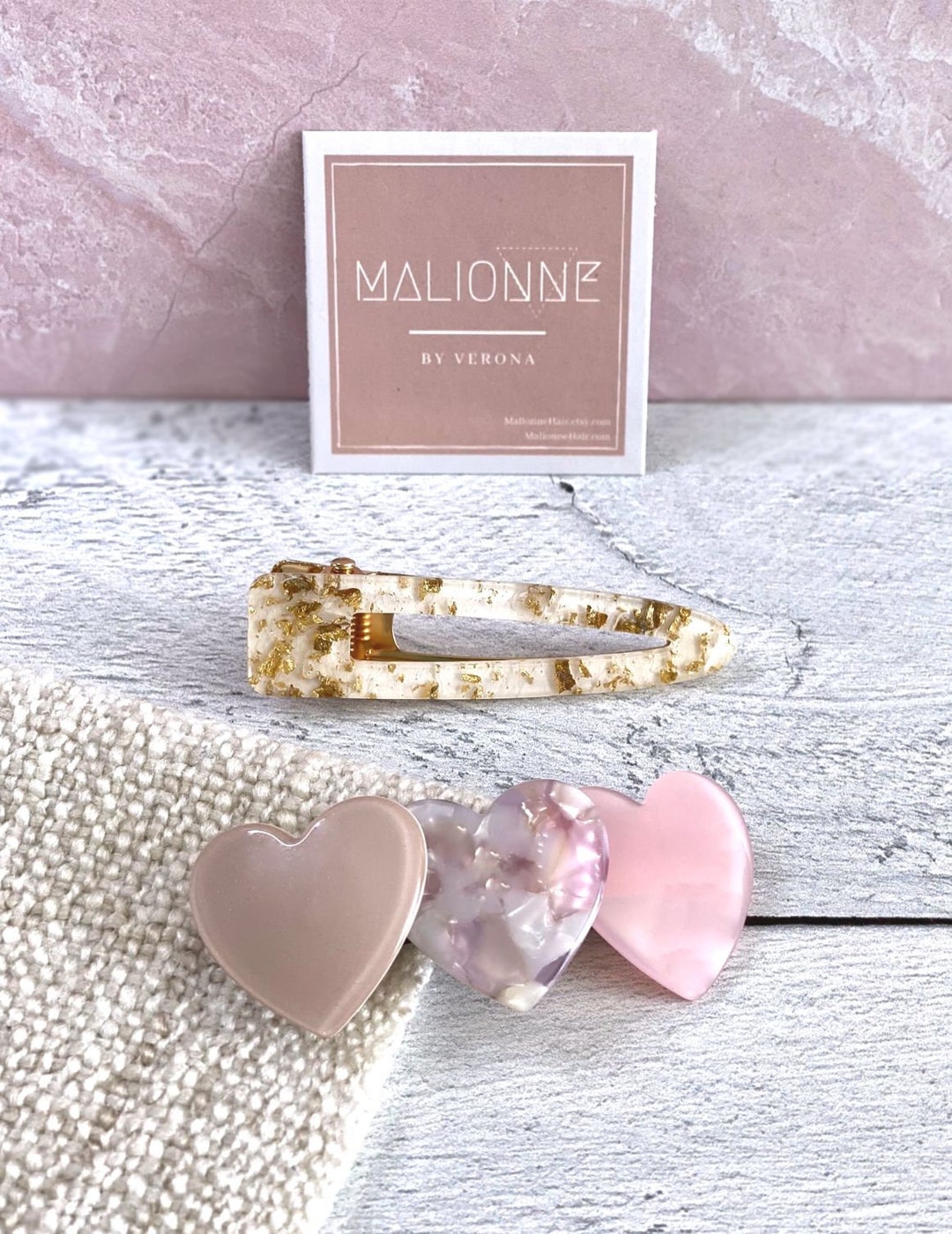 Sweetheart Hair Clip Set Triple Heart Hair Clips Pastel Hair Clips Gold ...