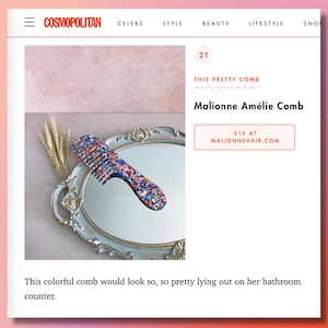 Ciel & Amélie Comb Set Porcelain Blue Comb Rainbow Comb Acetate Comb Resin Comb Marble Comb Travel Combs Colorful Women Gift image 2