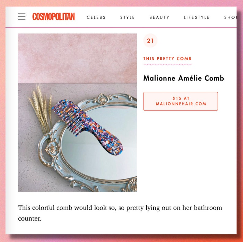 Ciel & Amélie Comb Set Porcelain Blue Comb Rainbow Comb Acetate Comb Resin Comb Marble Comb Travel Combs Colorful Women Gift image 2