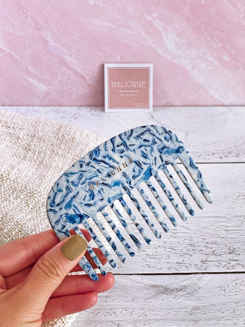 Ciel & Amélie Comb Set Porcelain Blue Comb Rainbow Comb Acetate Comb Resin Comb Marble Comb Travel Combs Colorful Women Gift image 10