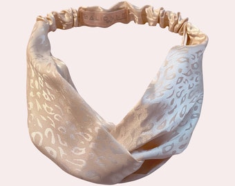 Sahara Metallic Leopard Headwrap | Leopard Turban Headwrap | Cheetah Headband | Satin Headwrap | Elegant Headbands | Bridal Modern Headbands