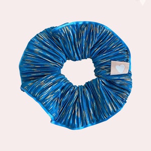 Trouvaille Metallic Scrunchie | Gold Scrunchie | Turban Scrunchie | Gatsby Scrunchy | French Speckled Scrunchy | Fun Metallic Blue Scrunchie
