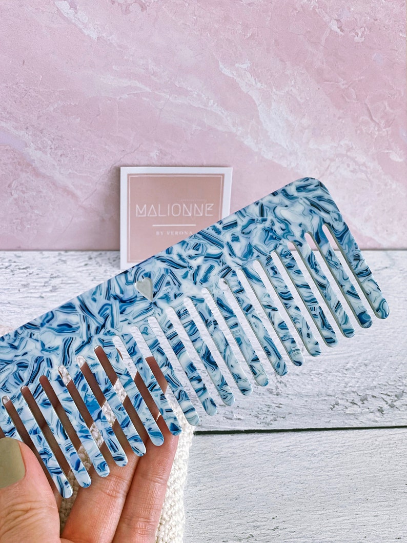Ciel & Amélie Comb Set Porcelain Blue Comb Rainbow Comb Acetate Comb Resin Comb Marble Comb Travel Combs Colorful Women Gift image 9