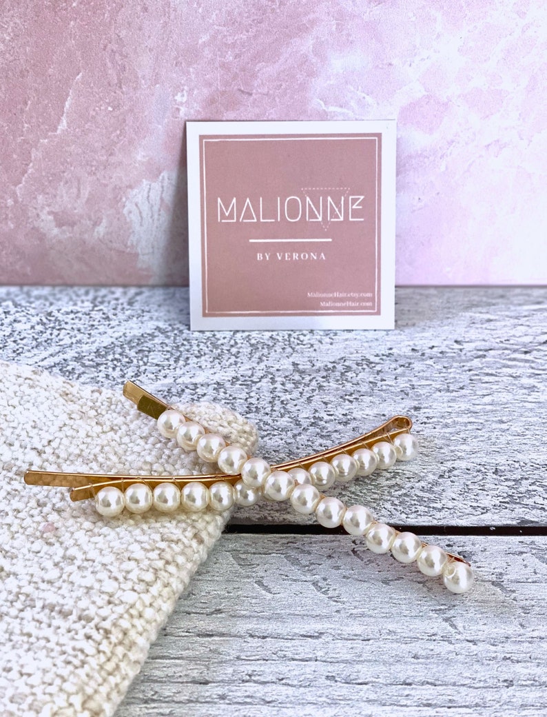 Trendy Pearl Bobby-pin  Dainty Pearl Hair Clips  Small Pearl image 3