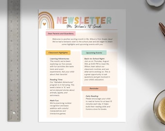 Classroom Newsletter Template | Pastel Color Boho Style