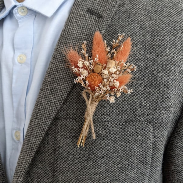 Boutonnières de garçons d'honneur Boutonnière de fleurs séchées Boutonnières de garçons d'honneur de mariage rustique Boutonnière pour homme Boutonnière pour homme Boutonnière sèche