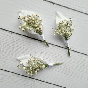 Babies breath boutonniere, Dried flowers boutonniere, Rustic buttonhole, Groomsmen boutonniere, Dried boutonnières, Mens boutonniere