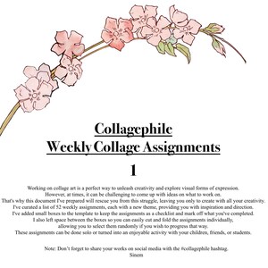Weekly Collage Assignments 1, Art Planner for Collage Artist, Collage Activity, Art Challenge, Art Activity with Friends,Collage Art Prompts