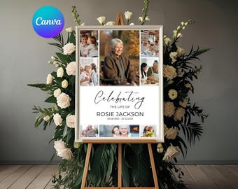 Celebration of Life Template, Funeral Poster, Funeral Welcome Sign, Funeral Sign Template, Celebration Of Life Poster, Funeral Photo Board