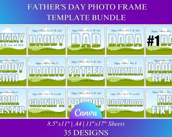 Collage de fotos para el Día del Padre, plantilla de Canva para el Día del Padre, marco de fotos para el Día del Padre, collage de fotos para papá, plantilla de arrastrar y soltar, regalo para el abuelo.