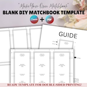 Sjabloon DIY Matchbook, lege sjabloon Matchbook, aangepaste Matchbook gunst, partij gunst, vrijgezellen gunst, afdrukbare Matchbook, bewerkbare Matchbook