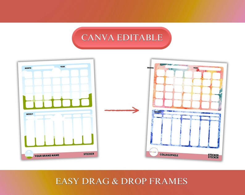 Sticker Template Bundle, Custom Sticker Sheet, Canva Sticker Template ...