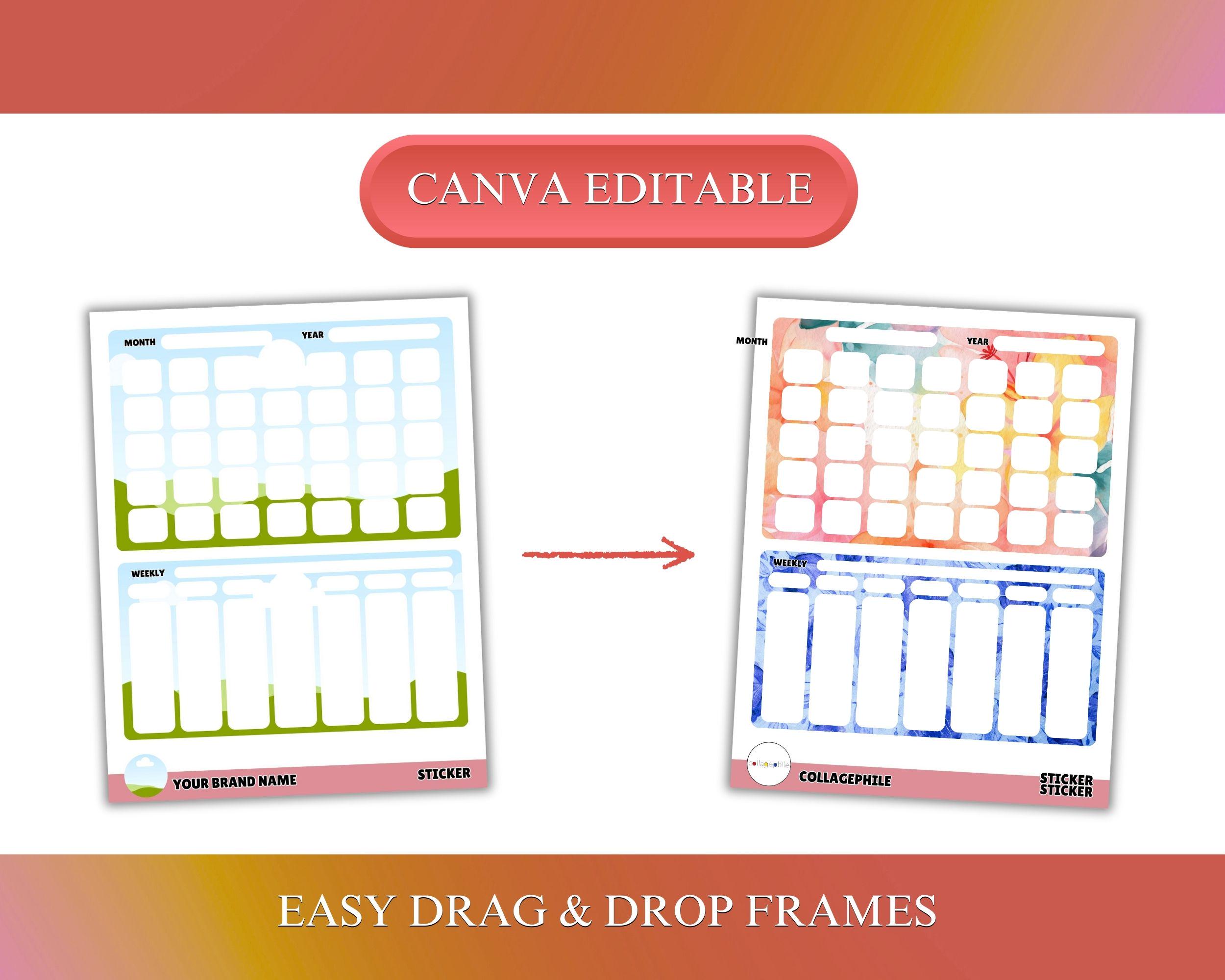 Sticker Template Bundle, Custom Sticker Sheet, Canva Sticker Template ...