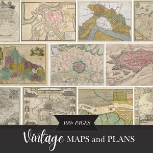 100+ Vintage Map Bundle, Map Ephemera for Junk Journals, Scrapbooking,Craft,Real Old Maps,Printable Map and Plan,Map Print,17th 18th century