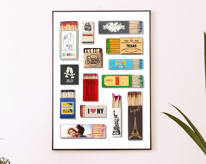 Matchboxes Patern Custom Matchbox Template DIY Canva Matchbook Poster First Anniversary ...