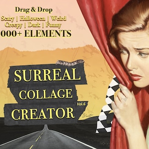 Surreal Collage Creator Halloween, 1000+ Digital Collage Elements, Digital Graphic Bundle, Cut Out Digital Elements, Commercial Use Png,Dark