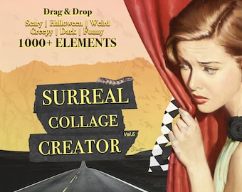 Surreal Collage Creator Halloween, 1000+ Digital Collage Elements, Digital Graphic Bundle, Cut Out Digital Elements, Commercial Use Png,Dark